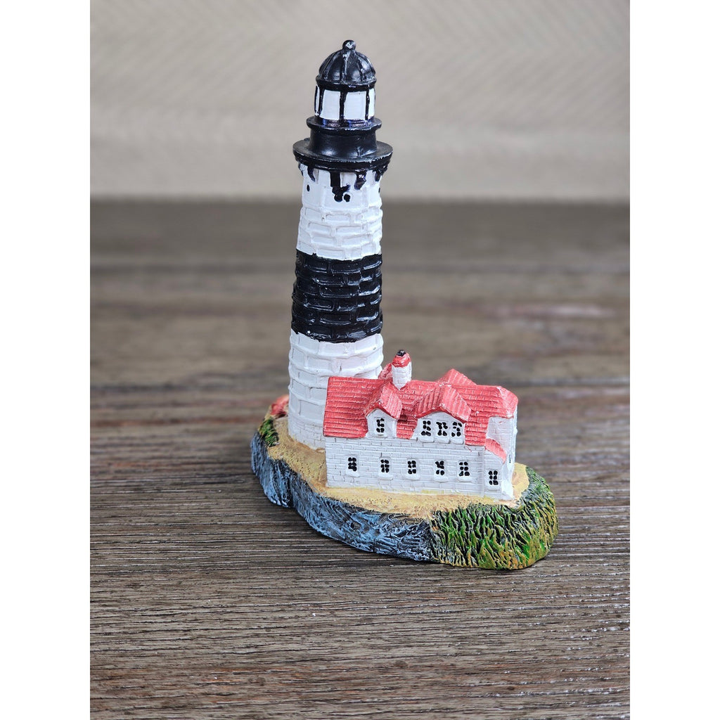 Miniature Lighthouse & Keeper's House Figurine Coastal Nautical Decor