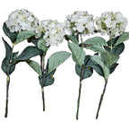 Vintage Artificial Hydrangea Flowers Set of 4 White Floral Stems