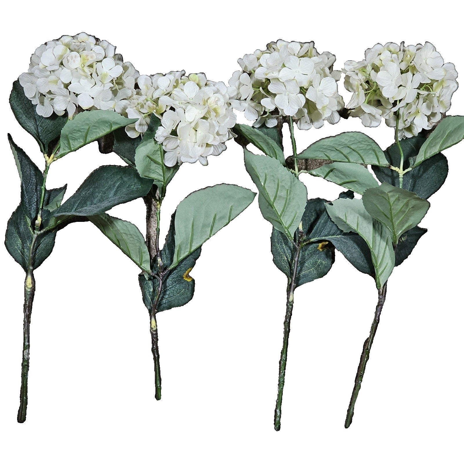 Vintage Artificial Hydrangea Flowers Set of 4 White Floral Stems