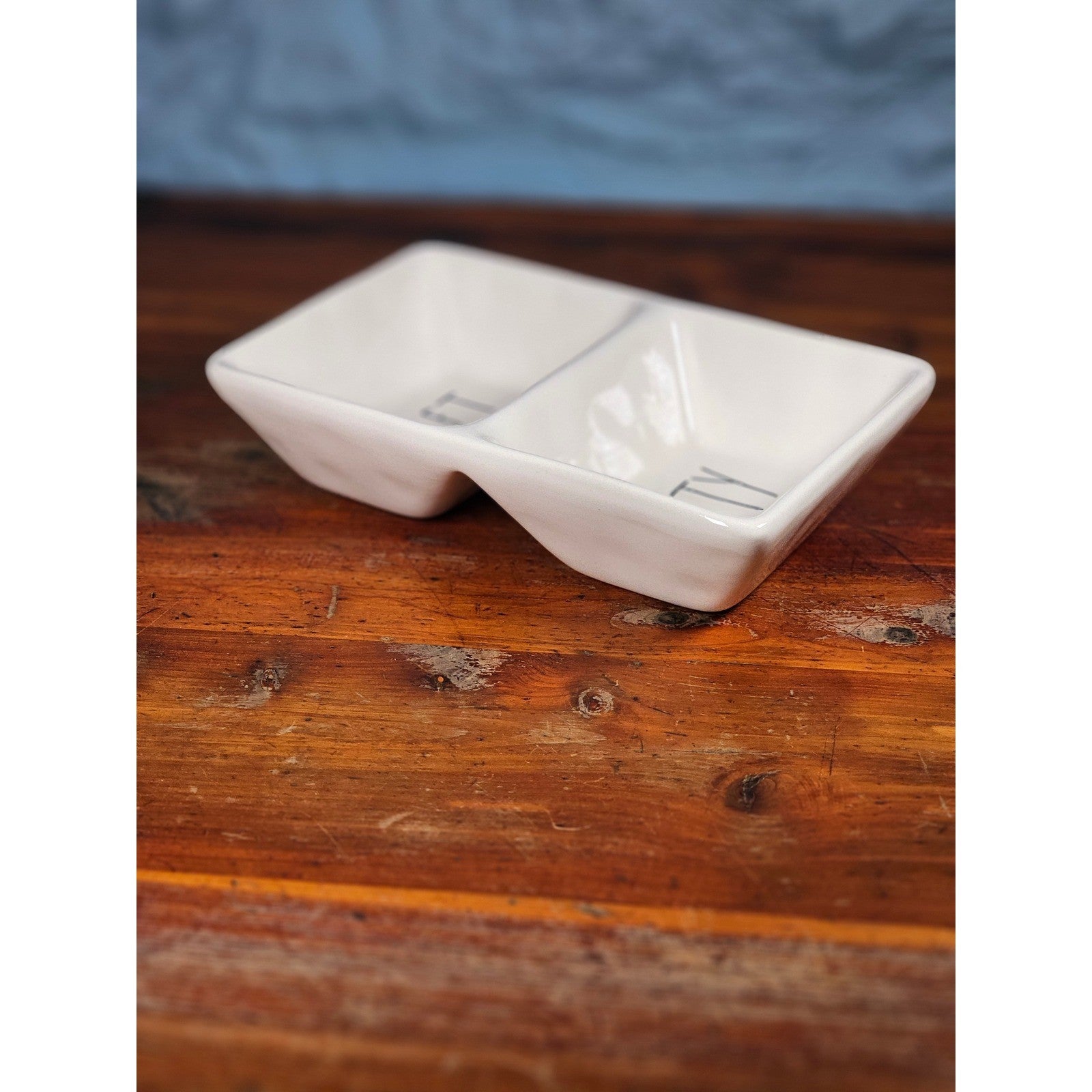 Rae Dunn SWEET SALTY Divided Serving Dish White Farmhouse Tray