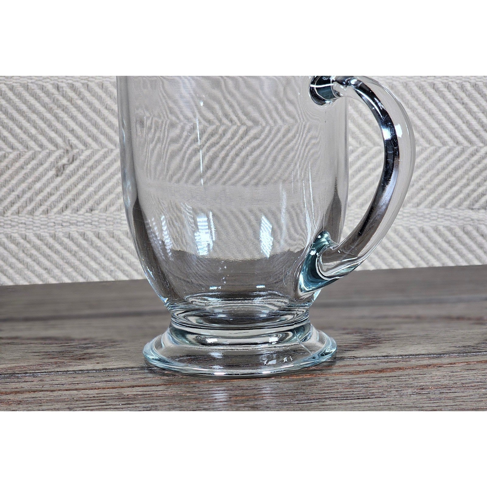 Vintage Anchor Clear Glass Footed Mug USA Made Coffee Tea Cup