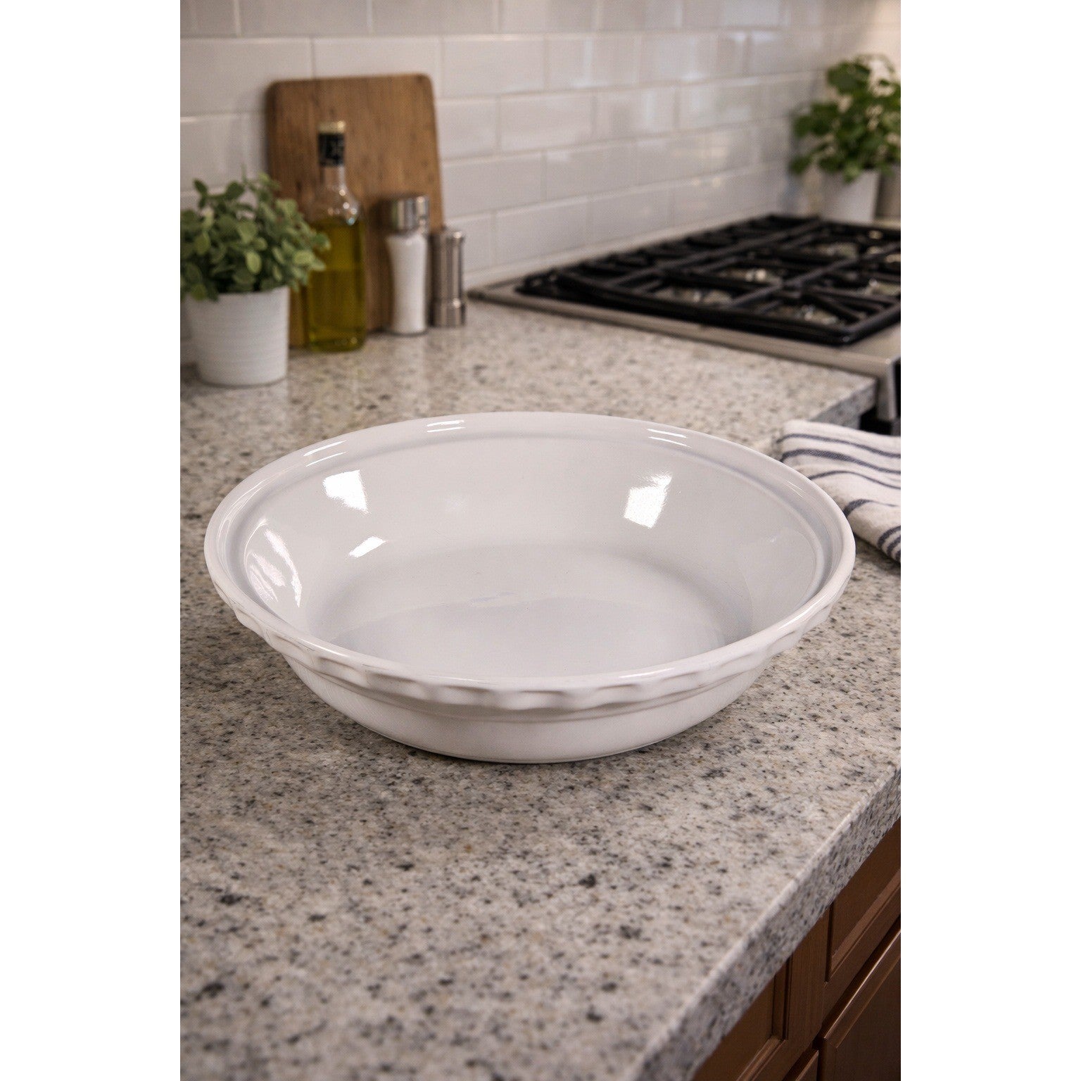 Vintage Chantal White Ceramic Pie Plate 11 Inch Fluted Rim Oven Safe