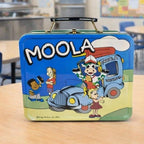 Vintage Moola the Cow Metal Lunch Box Green Blue