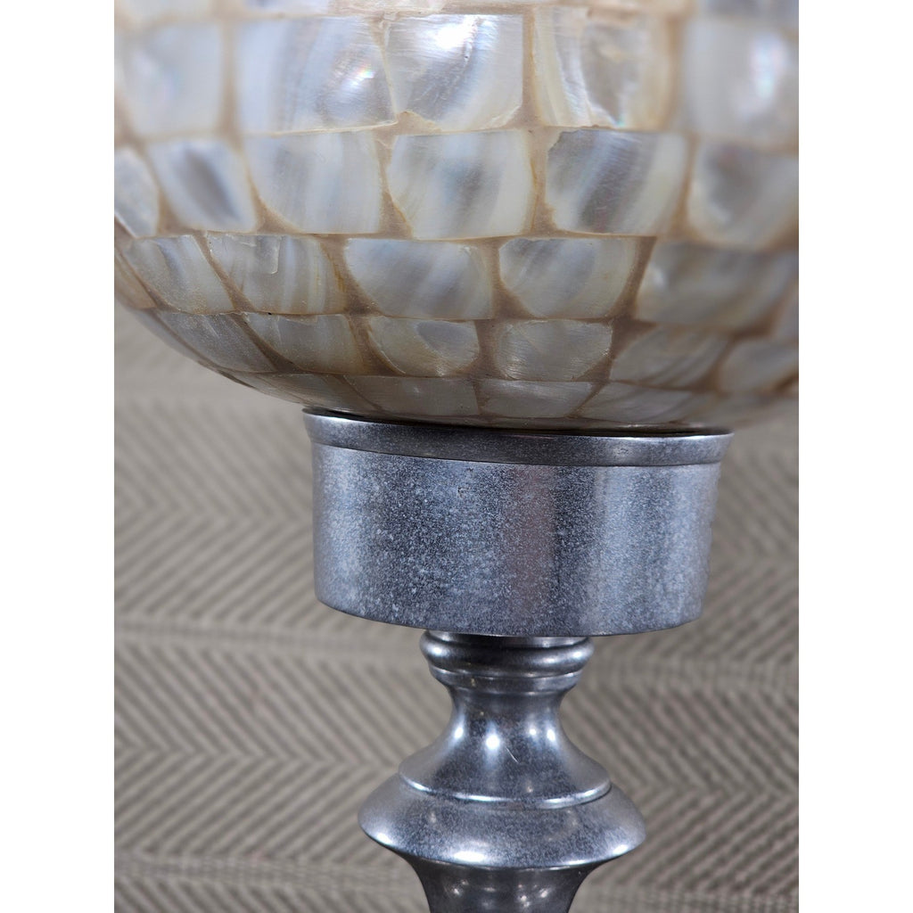 Towle Vintage Capiz Shell Table Lamp 16" Coastal Silver Accent