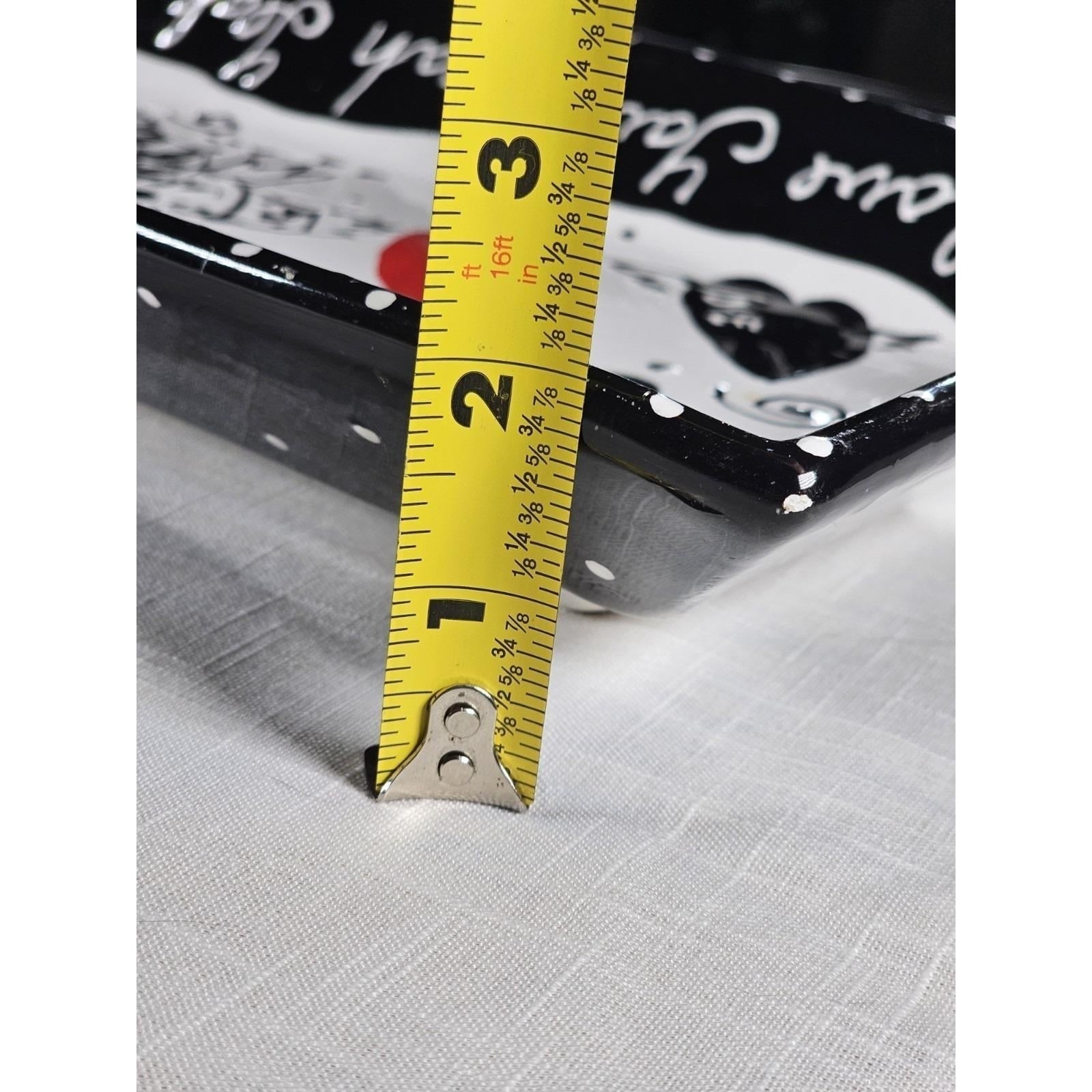 Vintage Heart Folk Art Tray – Red Black Whimsical Decorative Serving Tray