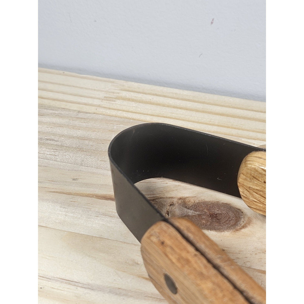 Vintage Wood Handle Fish Grill Tongs Rustic BBQ Utensil