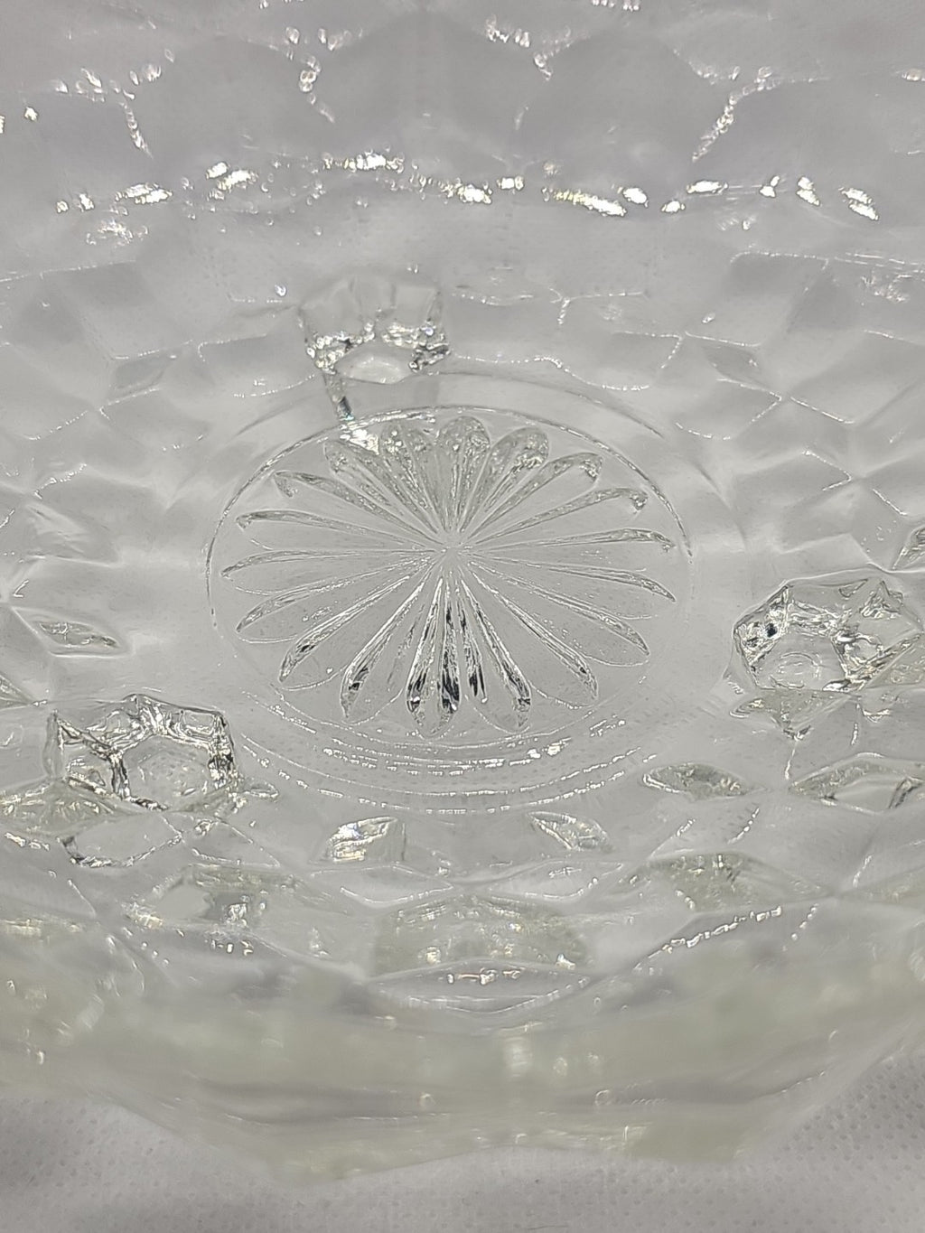 Fostoria American Cubist 3-Footed Clear Pressed Glass Bowl