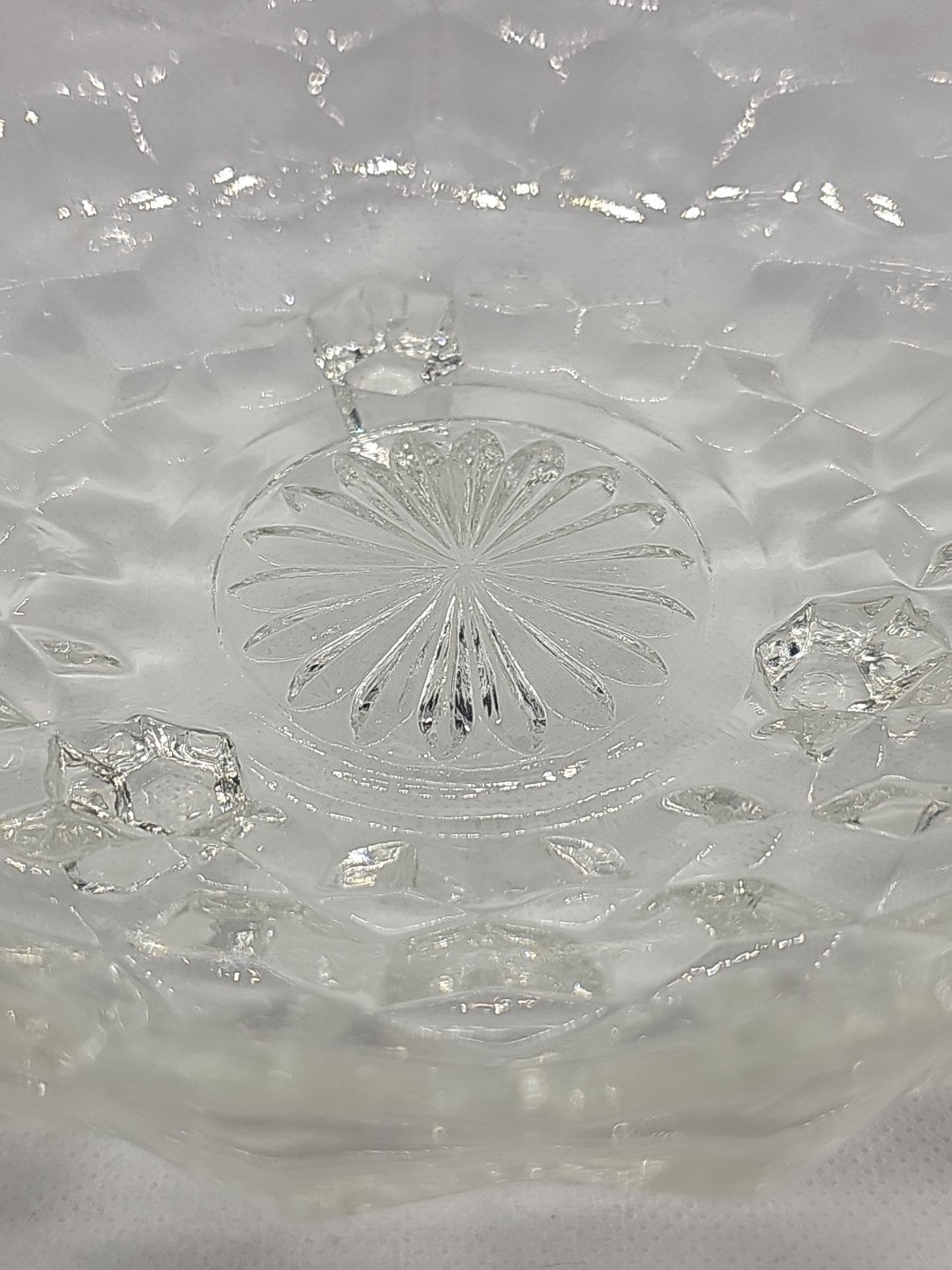 Fostoria American Cubist 3-Footed Clear Pressed Glass Bowl