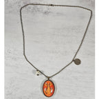 Vintage Gemini Snake Pendant Necklace Orange Zodiac Charm