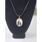 Vintage Madonna Pendant Necklace Oval Religious Medallion
