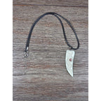 Carved Snake Fang Pendant Necklace White Tooth Style Gothic Charm 2"