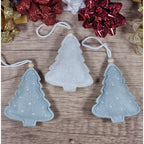 Felt Christmas Tree Ornaments Gray White Sparkle Set of 3