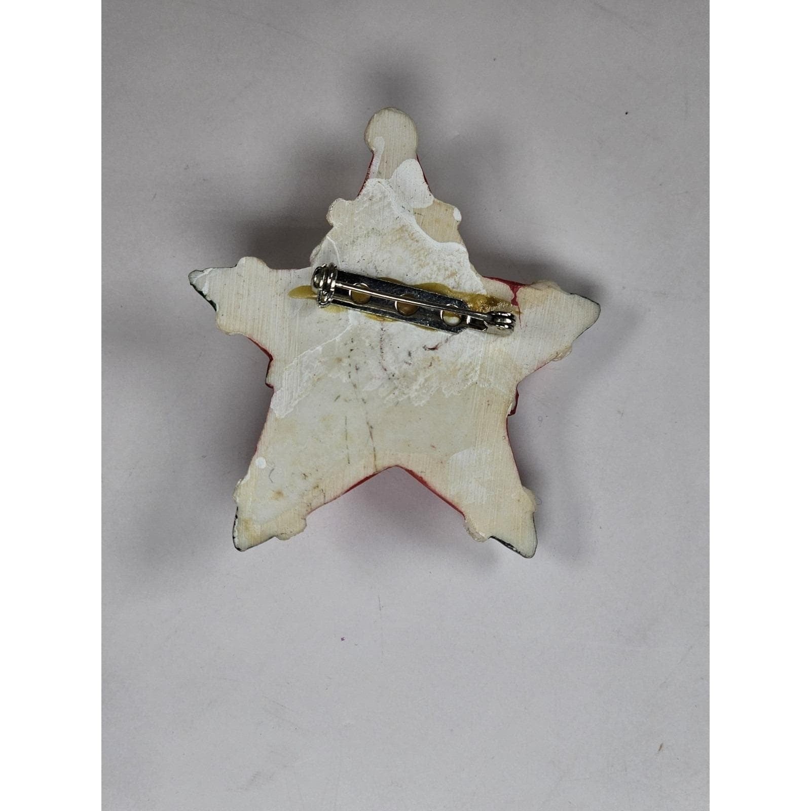 Vintage Folk Art Santa Claus Star Brooch Pin Holiday Christmas Jewelry