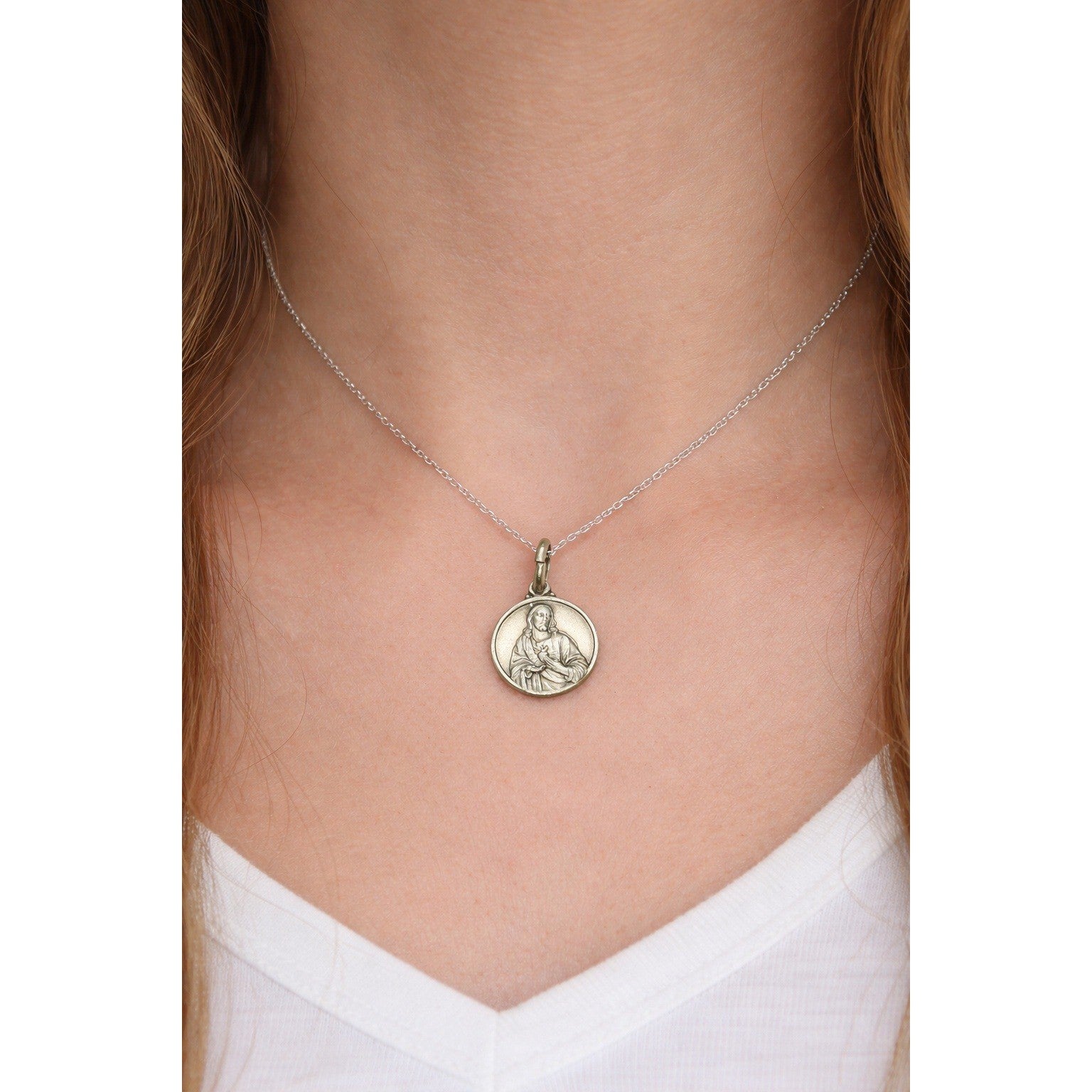 Sterling Silver Scapular Pendant Necklace 18in 925 Italy Religious Vintage