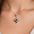 Vintage Sterling Silver Multi-Stone Gemstone Pendant, 925 Floral Design No Chain