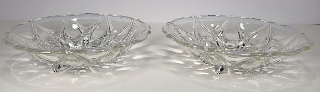 Set of 2 Anchor Hocking Footed Teardrop  Dot #920 Bowl 1960s