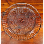 Vintage Pressed Glass Floral Cake Plate | 13" Clear Glass Serving Platter
