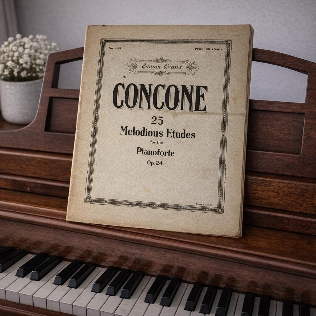 Concone 25 Melodious Etudes Op 24 Piano Book Evans Edition