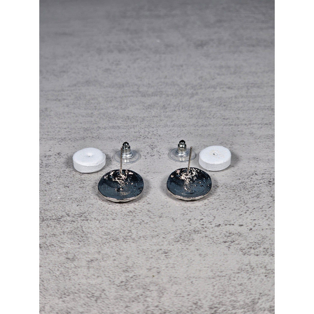 Vintage Silver Tone Textured Stud Earrings | Classic Round Statement Studs