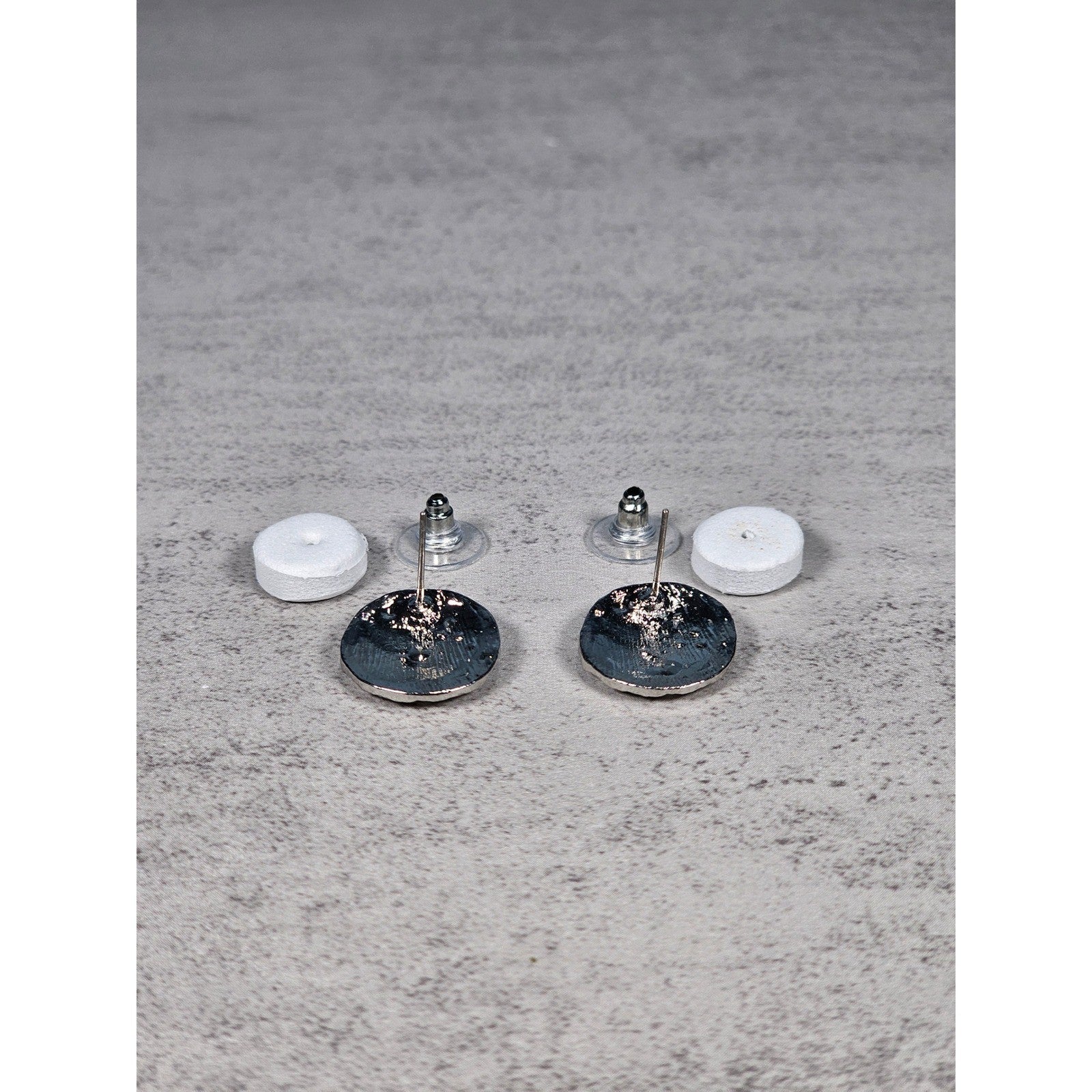 Vintage Silver Tone Textured Stud Earrings | Classic Round Statement Studs