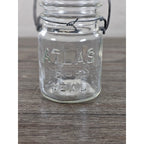 Vintage Atlas E-Z Seal Glass Jar Wire Bail Lid 5x3 Clear Embossed