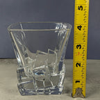 Vintage Heavy Glass Rocks Glasses Set of 4 Ice Cube Base Tumblers