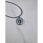 Vintage Miraculous Medal Necklace Oval Catholic Pendant