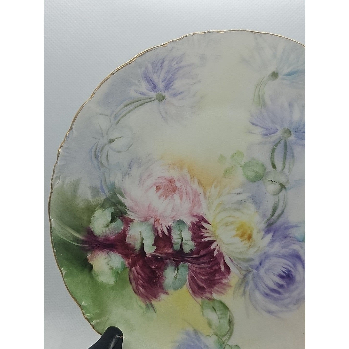 Antique Hand Painted RC Versailles Bavaria Floral Porcelain Plate with Gold Rim