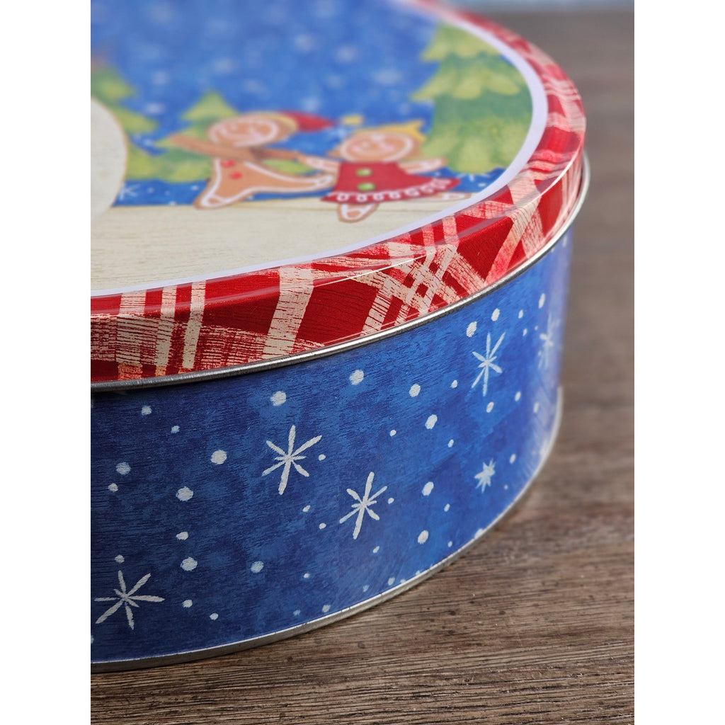Vintage Snowman Gingerbread Christmas Tin Cookie Storage Box