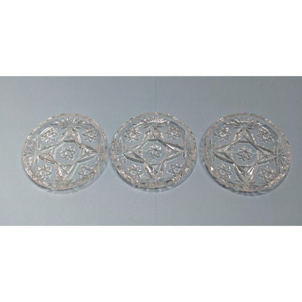 Vintage Cut Glass Coasters Set of 3 Starburst Drink Coasters