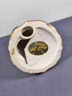 Vintage Ks Collection Beige Brick Red Diamond Design Lighthouse 6" Tall