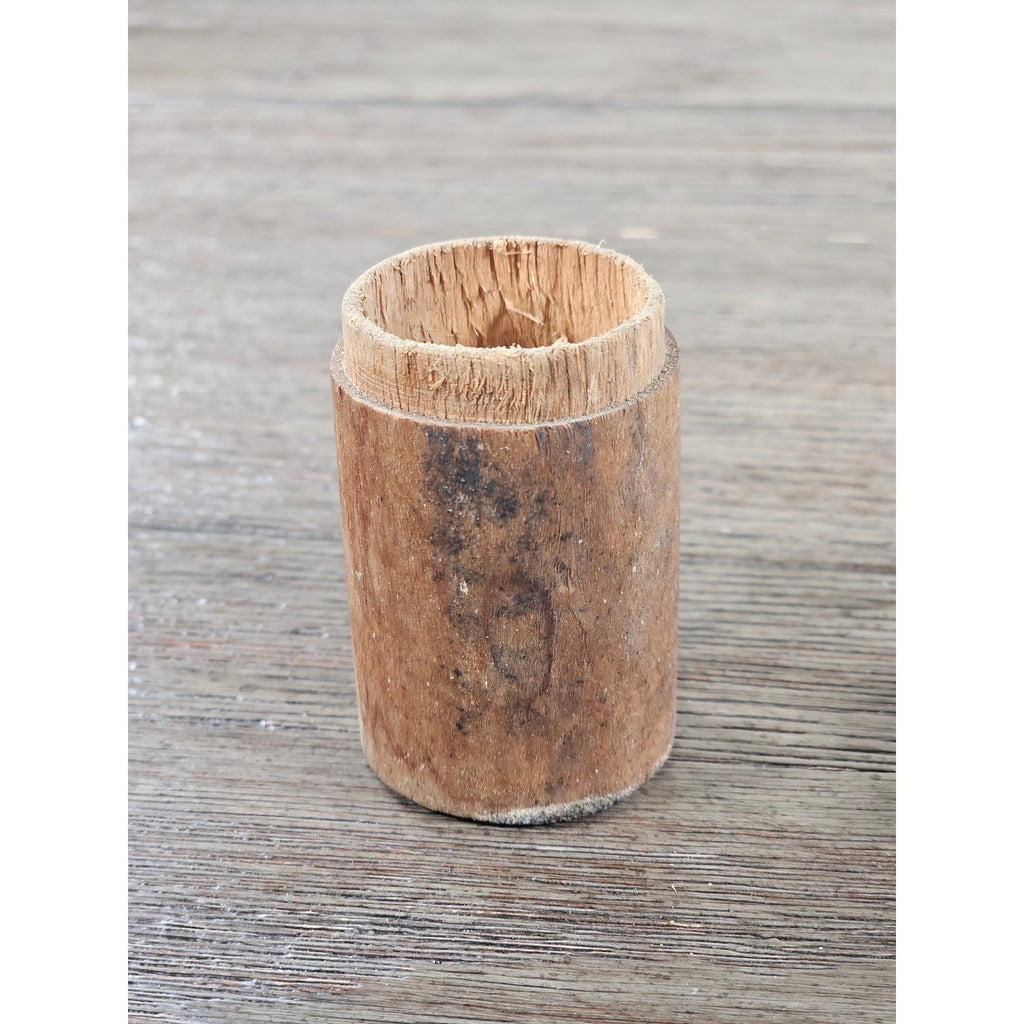 Antique Cork Cylinder Box Primitive Small Lidded Container 3.5"