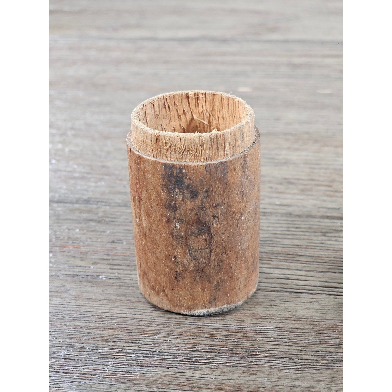 Antique Cork Cylinder Box Primitive Small Lidded Container 3.5"