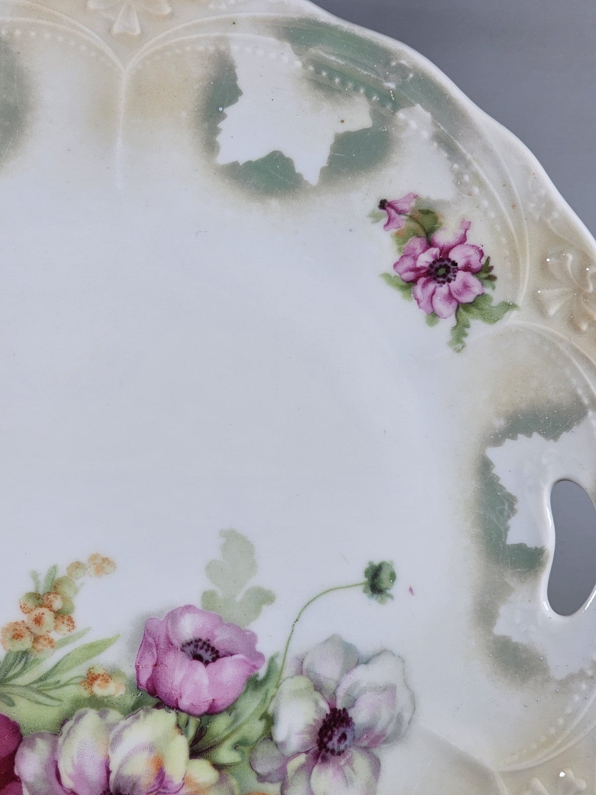 Three Crown China Serving Plate Stunningly Beautiful 1909-1916 Pastel Scalloped