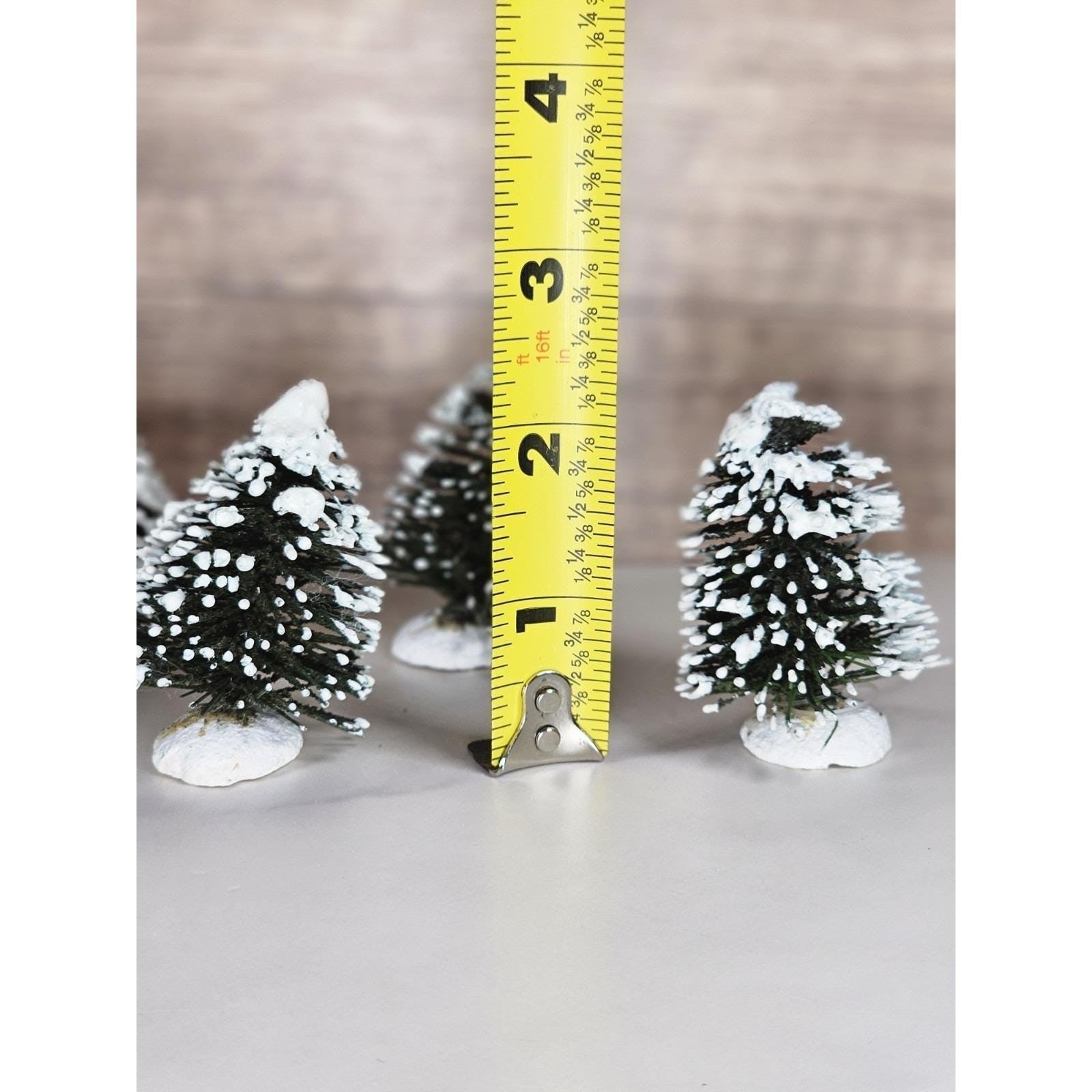 Miniature Christmas Village Trees Set of 8 Snow Dusted 2 Inch Trees