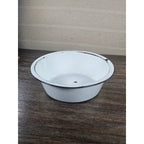 Vintage White Enamel Wash Basin Bowl Black Rim Rustic Farmhouse