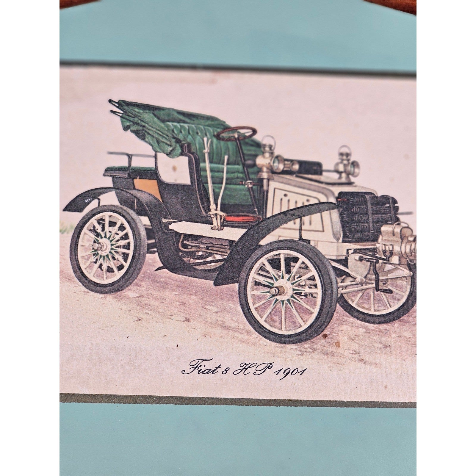 Vintage Fiat 8 HP 1901 Car Plaque | Early Automobile Art | 11.5 x 8