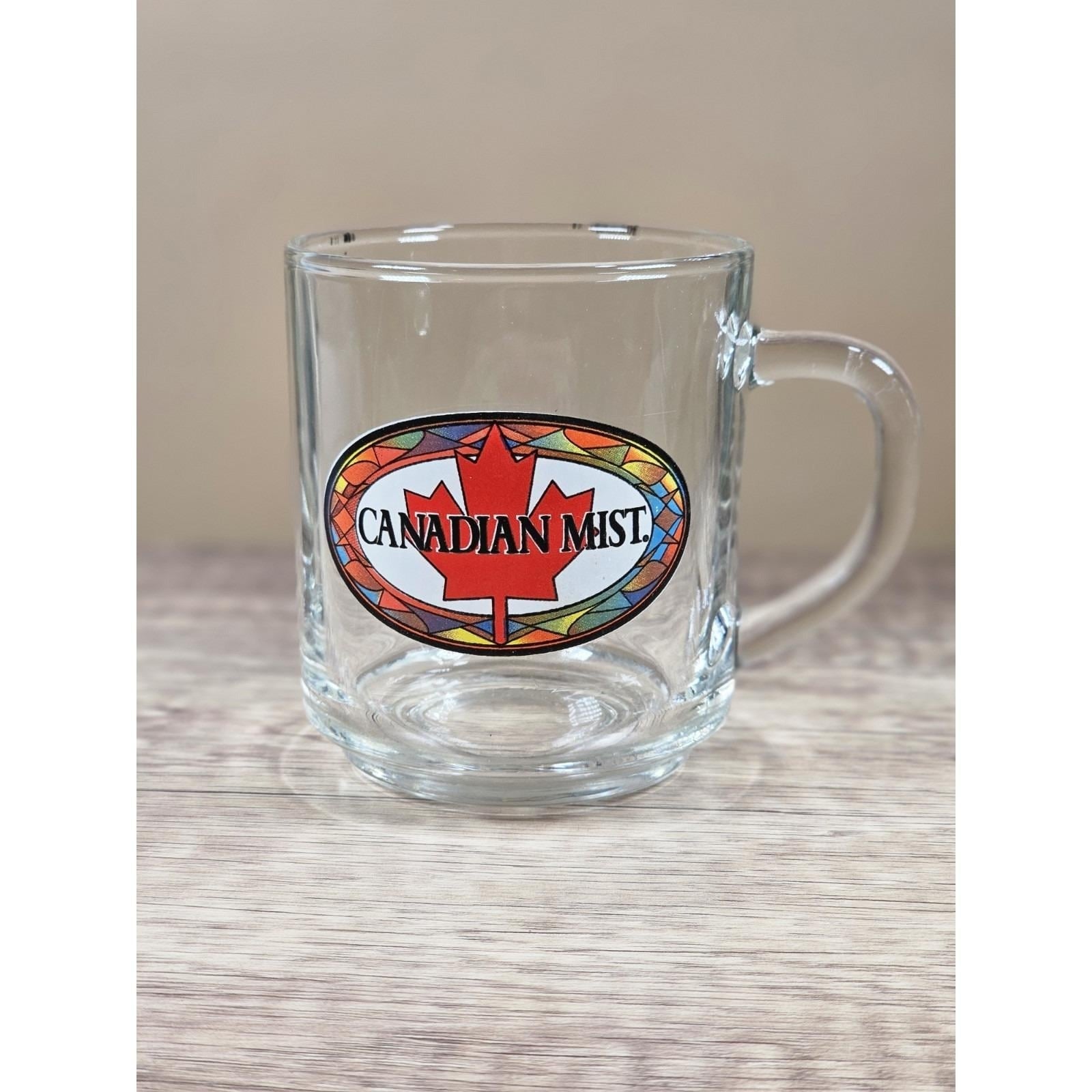 Vintage Canadian Mist Glass Mug Maple Leaf Whiskey Barware