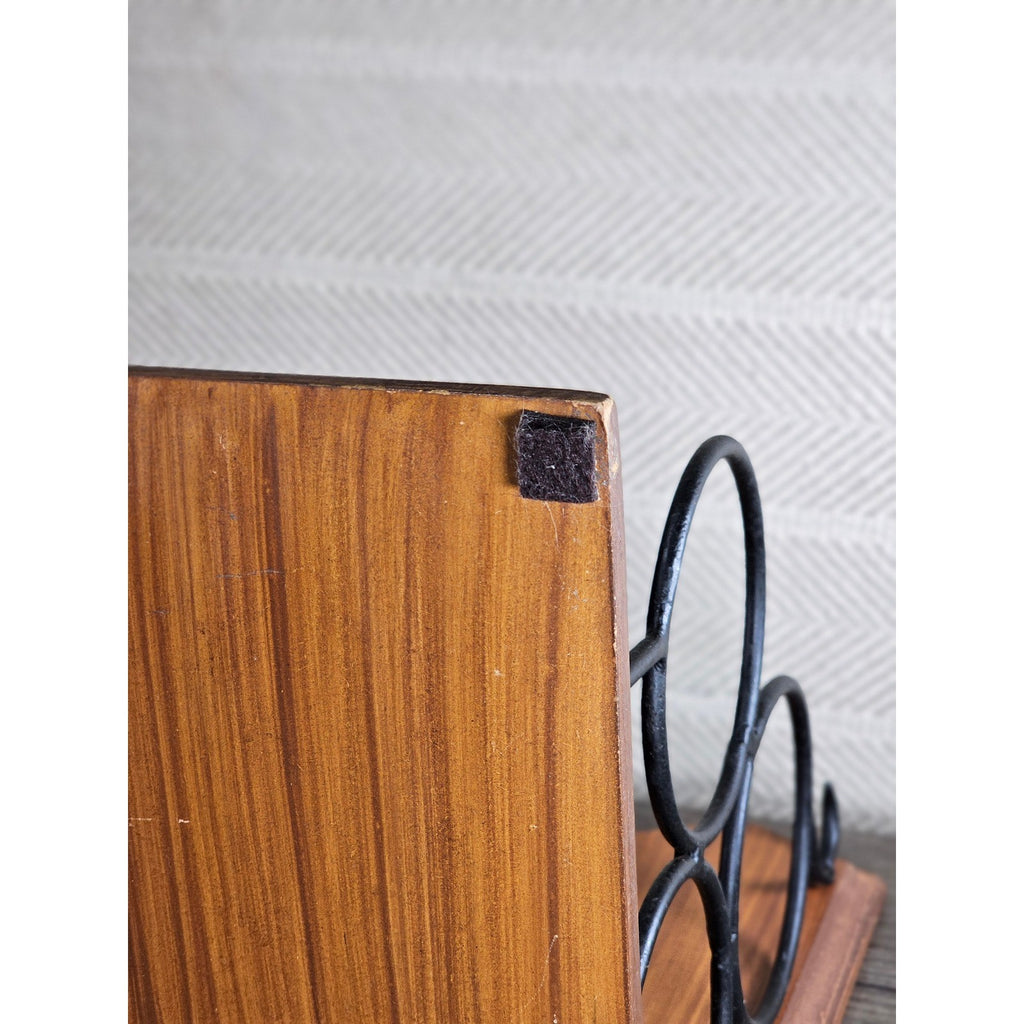 Vintage Wood & Metal Wine Bottle Holder | 3-Bottle Countertop Wine Rack