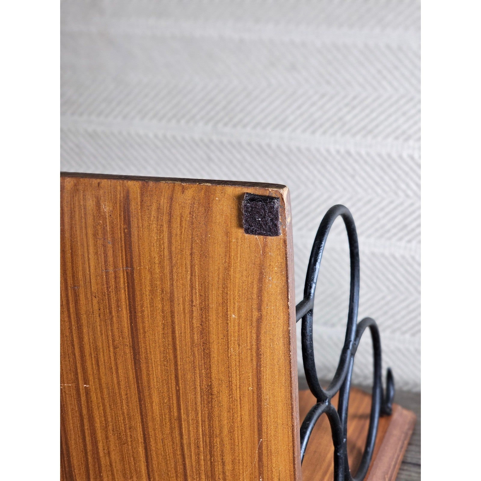 Vintage Wood & Metal Wine Bottle Holder | 3-Bottle Countertop Wine Rack