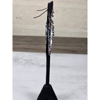 Vintage Feather Dangle Earrings White Cabochon Boho Drop