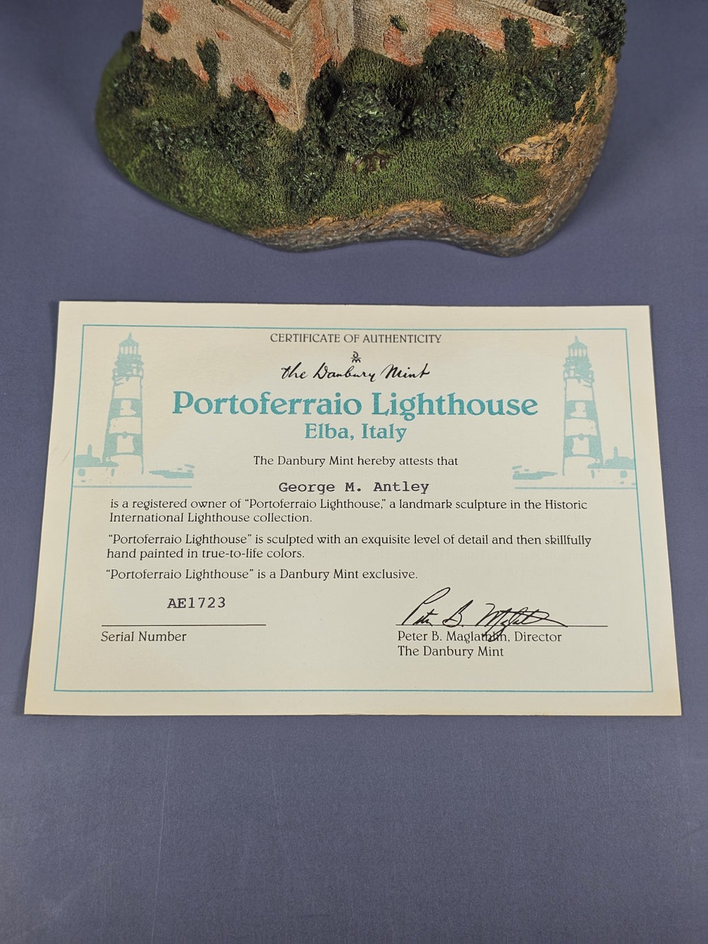 Danbury Mint Portoferráio Lighthouse Sculpture 5.5" Tall From Historic Internati
