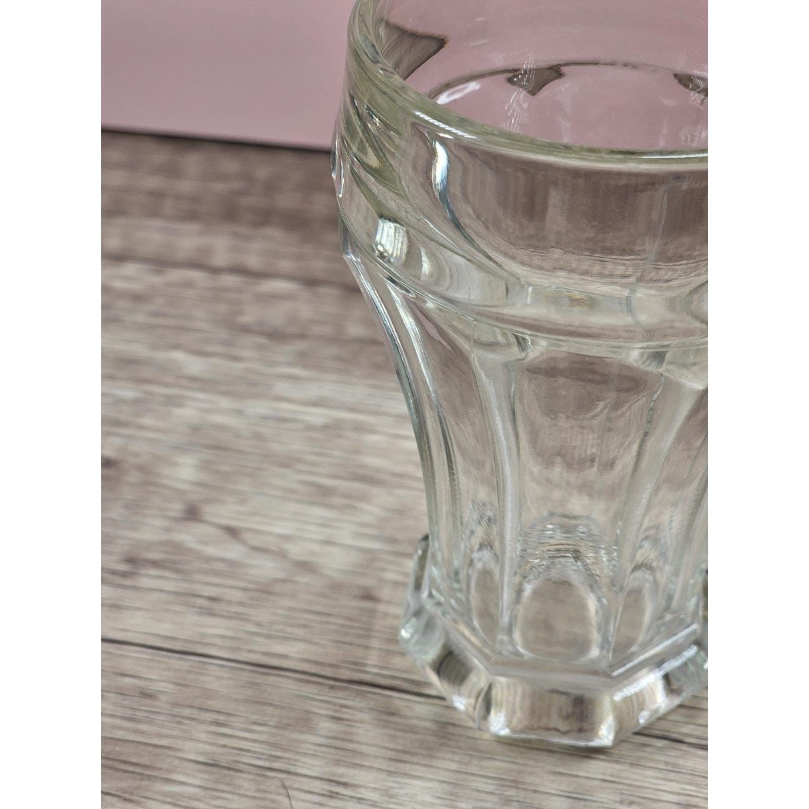 Vintage Crisa Paneled Glass Tumbler Clear Mid Century Drinkware 4 5/8"