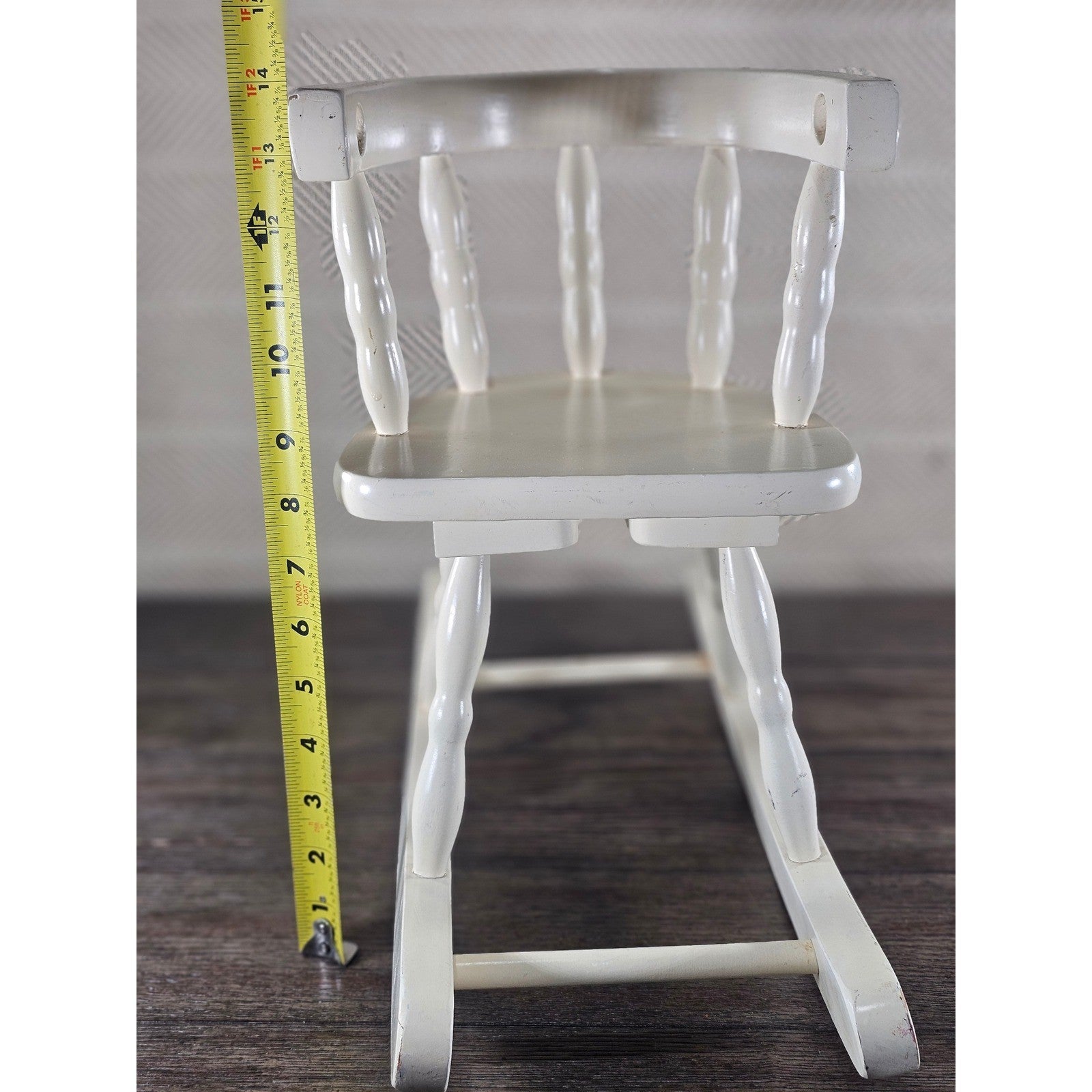 Vintage Wooden Doll Rocking Chair White 16" Cottage Style 80s 90s