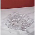 Vintage Soga Japan Frosted Glass Christmas Tree Serving Plate 8x6.5