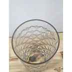 Vintage Diamond Cut Glass Vase 12" Tall Clear Cylinder Floral Vase