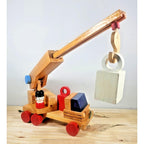 Vintage Wooden Crane Truck Pull Toy Mid Century Construction Toy
