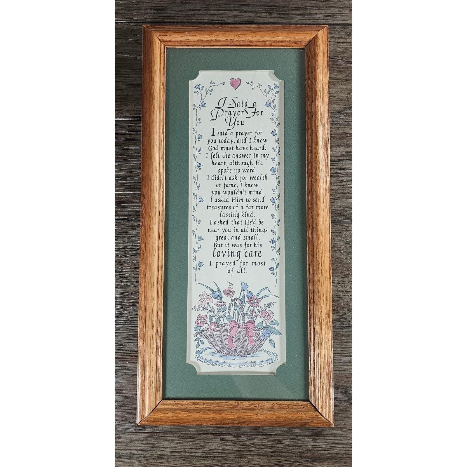 Vintage Framed "I Said a Prayer for You" Wall Art | Floral Religious Print