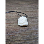 Vintage Buffalo Bone Carved Woman Pendant Necklace 2.5 x 1 Inch