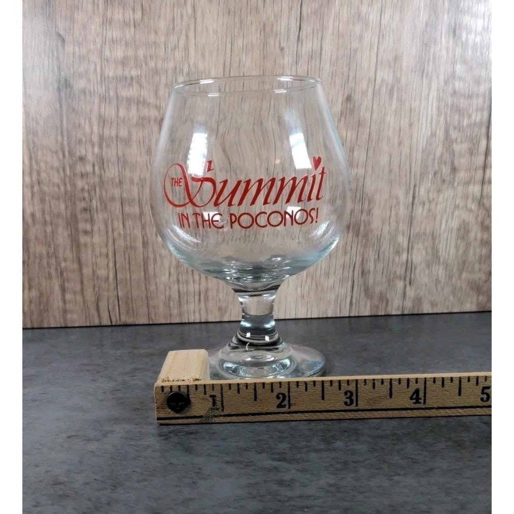 Summit in the Poconos Brandy Glass Vintage Resort Logo Snifter